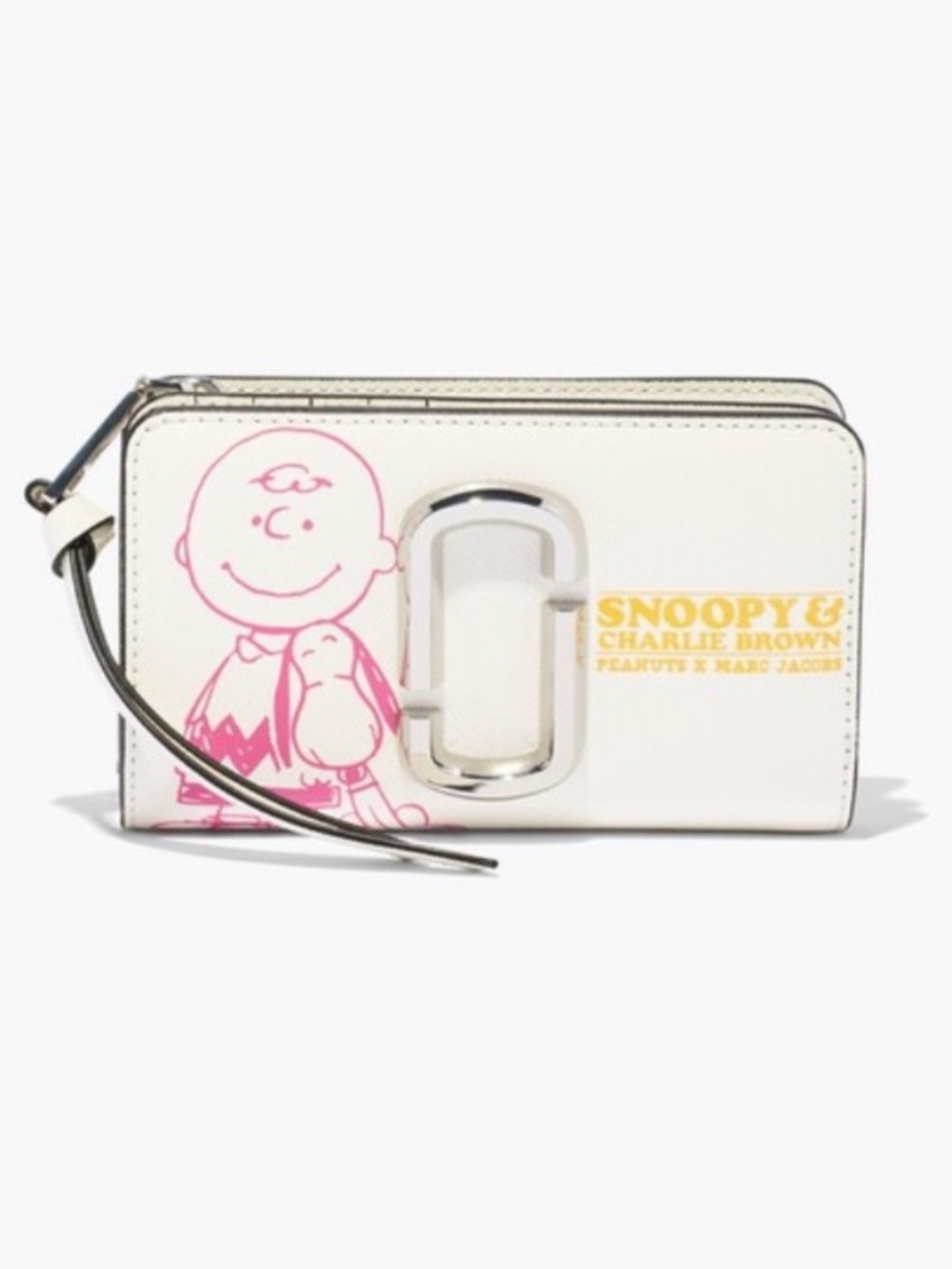 Peanuts x Marc Jacobs - White Wristlet/Wallet with Pink Charlie Brown Graphic